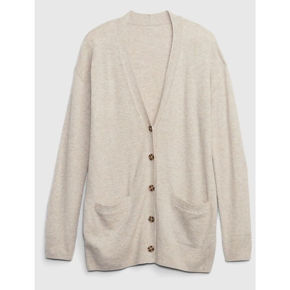 Gap Cash Soft long button front cardigan taupe size XS